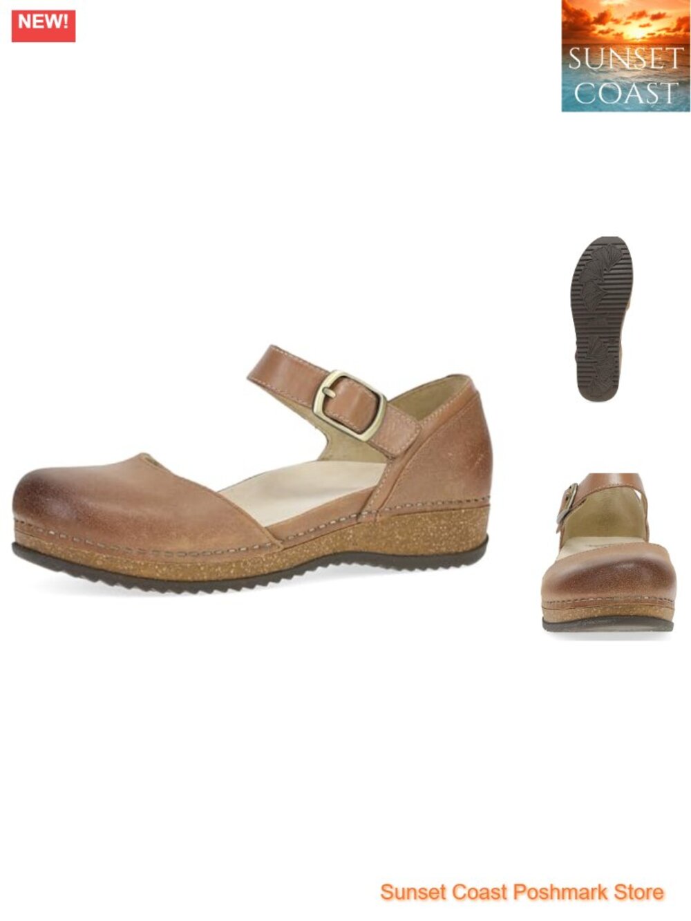 Dansko Mae Mary Jane Leather Suede Clog Comfort Casual Shoes